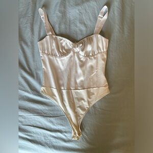 Weworewhat satin white body suit